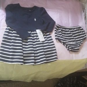Ralph Lauren Navy & White Dress w/ Bloomers